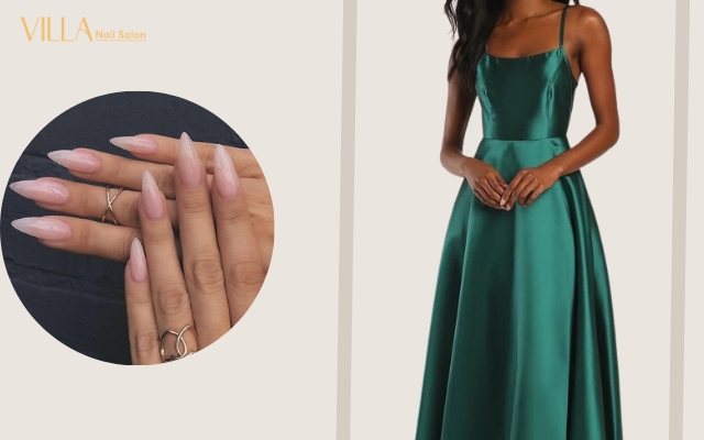nail color go with Emerald Green Dresses 
