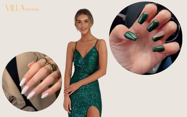 Prom Nails Ideas For Green Dress