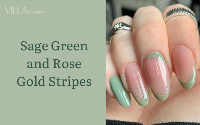 Sage Green and Rose Gold Stripes