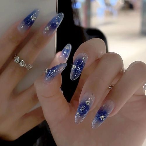 50 Royal Blue Nails With Diamonds Ideas For 2023