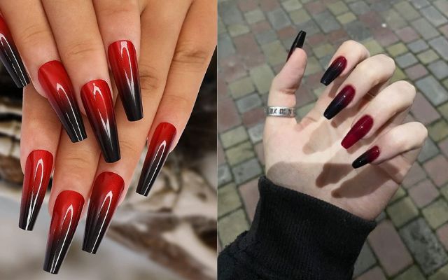 Coffin Baddie Red Acrylic Nails