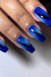 Negative Space Royal Blue Nails